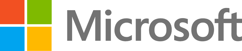 Colorful Microsoft logo with text