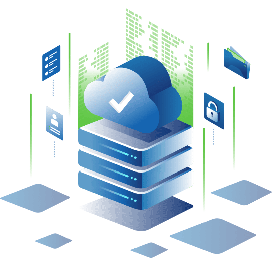Cloud computing with data security icons